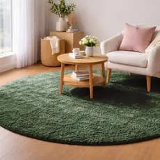 Tapete Redondo Milano Soft Verde Musgo Antiderrapante