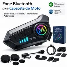 Intercomunicador Fone de Ouvido Bluetooth para Capacete Moto com RGB e Microfone