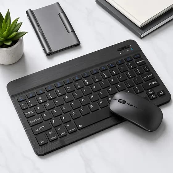 Kit Teclado e Mouse Bluetooth 5.2 Sem Fio Compatível com PC Notebook Android e iPhone