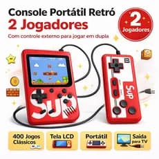 Mini Game Portátil Retrô 2 Jogadores com Controle e Saída AV para TV