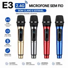 Conjunto com 2 Sem Fio UHF Recarregáveis Profissionais para Karaokê e Eventos