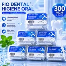 Fio Dental com Haste 50/100/200/300 Unidades  Limpeza Bucal Higiene Oral Palito Dental