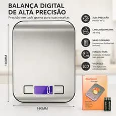 Balança Digital de Cozinha Inox alta precisão com Visor digital de ate 10Kg