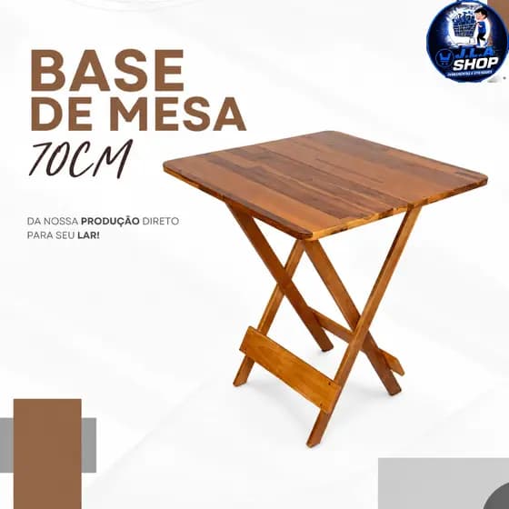Mesa Dobrável Madeira Maciça 70x70 Bar Restaurante Área Externa Gourmet Cor mel