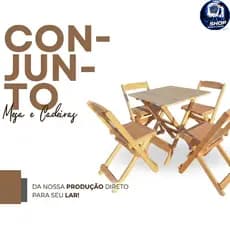 Kit Mesa Dobrável Madeira Maciça 70x70 Com 2 Ou 4 Cadeiras Área Gourmet Bar Restaurante