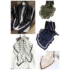 Lenço Feminino 90x90 Cetim Seda Falsa Estampa Poá Bolinha Vintage Elegante Cabeça Pescoço Bolsa Acessório Moda