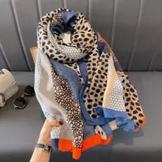 Lenço Feminino Grande 90x180 Animal Print Estampa Onça Xale Cachecol Echarpe Elegante Versátil Moda Feminina