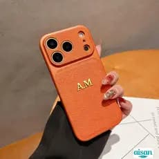 Personalize a capa de couro com letras iniciais douradas para iPhone 15 14 13 17 pro max 14 16 Plus 17air.