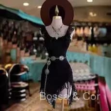 Vestido de renda com decote redondo, sem mangas, moda feminina, estilo europeu e americano, novo design de barra.
