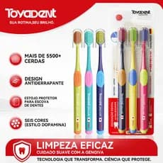 ToyaDent Pacote Familiar de Escova de Dentes Gum Protection,5500+Alça Antiderrapante