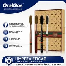 OralGos Escova de dentes curvada ultramacia, adequada para gengivas sensíveis, conjunto de 4 peças