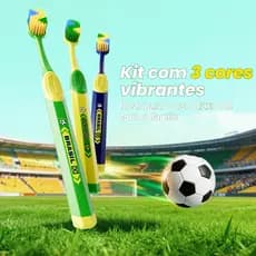 TOYADENT Brasil Cup 2026 Escova de dentes de edição limitada Pacote de 3 unidades | Bandeira Nacional Três Cores Super 5