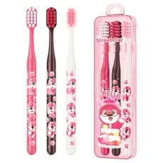 Conjunto de escova de dentes com tema Strawberry HELLO Series Strawberry Bear Limpeza científica 3D, Design divertido, c