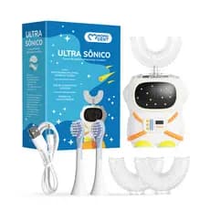 Escova de dentes elétrica MOMODENT Astronauta | Motor silencioso de 18.000 Rpm 360° Cabeça de escova de Silicone em form