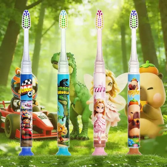 MOMODENT escova de dentes luminosa infantil 60 segundos iluminação cronometragem ventosa em pé cerdas Super macias com m