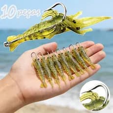 30/10 PCS Camarão Camarão Macio 4cm Camarão Simulado Isca Gancho Peixe Simulado Isca