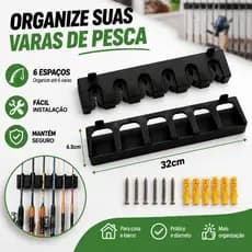Suporte Vara Para Pesca Expositor De Parede 6 Varas