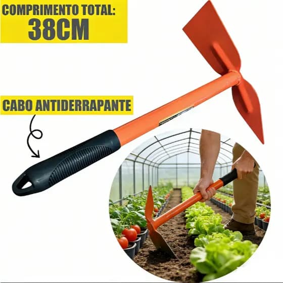 Sacho Coração 38cm Aço Carbono Cabo Emborrachado Antiderrapante Jardinagem