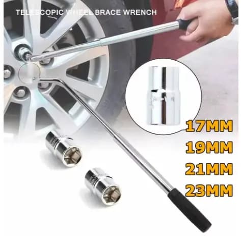Chave De Roda Telescópica L Alongável Alavanca Soquete 17 19 21 23mm Profissional
