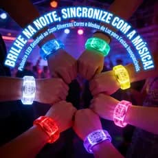 KIT 10-50 Pulseiras de LED Ativada por Som Música e Movimento Acompanhe o Ritmo da Festa