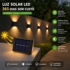 Luminária solar de parede em conjunto de 2 a 10 unidades, com 6/8/10 e 12 lâmpadas LED de luz branca quente