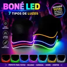 Capuz de beisebol com luz LED, ideal para corridas noturnas, acampamento, ciclismo, festividades e eventos.