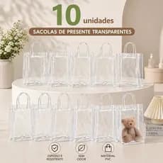 10 sacos de presentes  material PVC fosco transparente Adequado para praia Reunião Casamento Bolsa de presente