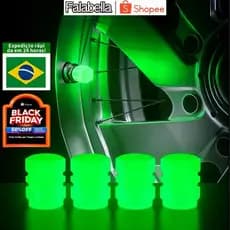 4/8  Pcs Tampa de Válvula Luminosa Universal - ABS Anti-poeria para Carro Moto e Bicicleta