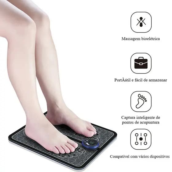 Almofada massageadora elétrica para pés, fisioterapia, saúde muscular, relaxamento, pulso, massageador de pés, carregame