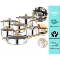 Conjunto de placa antiaderente de aço inoxidável de 5 peças, com 12 tampas e 1 tampa de panela antiaderente, tratamento