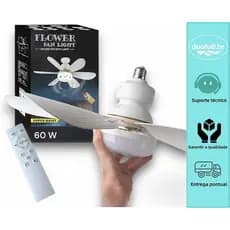 Ventilador de teto com luz. Suporte para lâmpada LED E27. Potência V2 de 40 W. Inteligente silencioso, com controle remo
