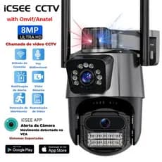 JL PROTEC 4K 8MP Câmera de Segurança 2 Lentes Com Audio e Microfone Câmera 360 Graus Wifi