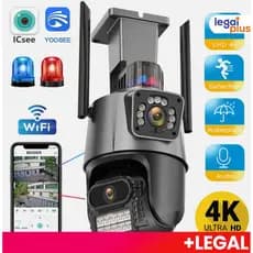 Camera Segurança Externa Lente Dupla 4k 6mp Sirene Policial, com sirene policia