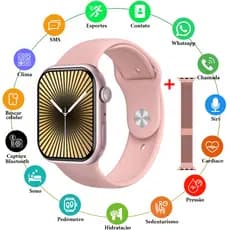 2026 Smartwatch Mini 38mm Adulto Chamada Bluetooth Monitoramento Cardíaco calculadora - Lojas brasileiras