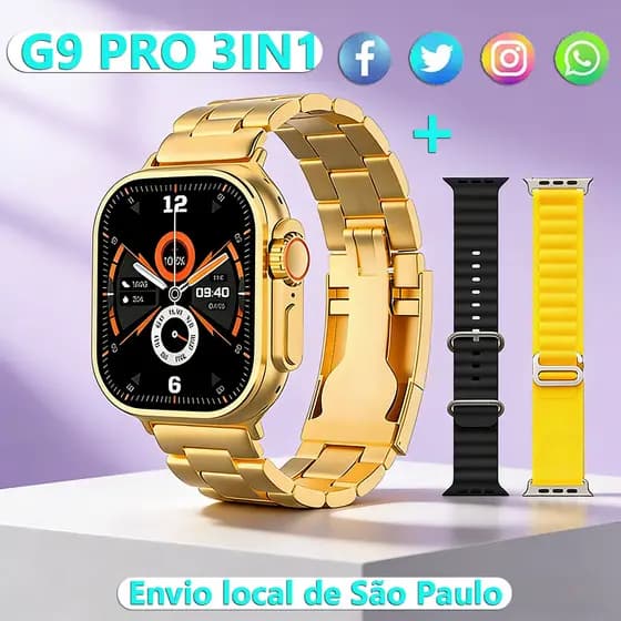 Novo G9 Ultra SmartWatch ouro relógio inteligente feminino homem impermeável sem fio teste de pressão arterial esporte