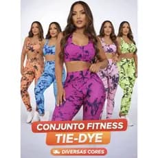 ⚡ CONJUNTO FEMININO MARMORIZADO ESTAMPA TIE DYE FITNESS ⚡,top e legging  cintura alta, estilo e confortável.