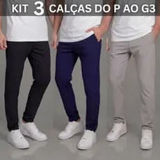 Kit 3 Calça Masculina Tactel Com Elastano Premium Para Academia e Dia a Dia PlusSize