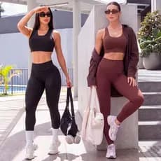 Conjunto Fitness Feminino Top + Calça Legging Academia Treino Zero Transparência