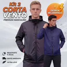 Kit 2 Jaqueta Corta Vento Masculina Resistente a Água Com Capuz Leve