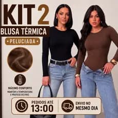 Kit 2 Blusa Térmica Feminina Segunda Pele Peluciada Para Frio de Inverno