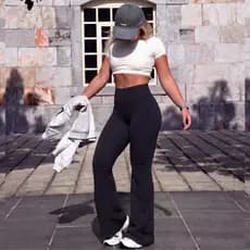 Calça Legging Flare Fitness Feminina Boca de Sino Bailarina Zero Transparência Cós Alto