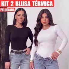 Kit 2 Blusa Térmica Feminina Segunda Pele Peluciada Para Frio de Inverno
