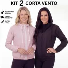 Kit 2 Jaqueta Blusa Corta Vento Feminina Esportiva Resistente Água Leve C/capuz