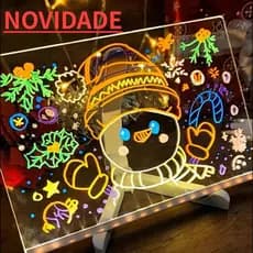 Luminária Led Escrever De Caneta Lousa Mágica Quadro Criativo Mesa Anotações Apagável Com 7 Canetas