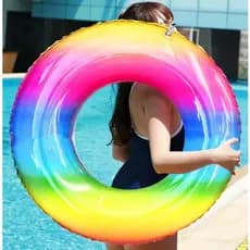 Boia Inflável Piscina Infantil Arco-íris 70 cm Salvavidas Colorido PVC Durável