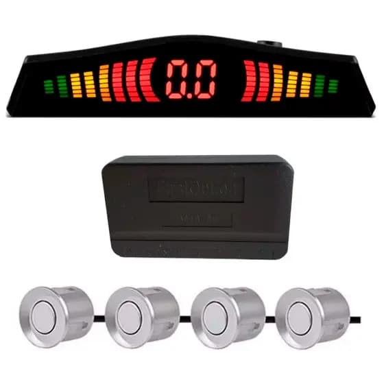 Sensor Estacionamento 4 Sensores Ré 22mm Display Led Cor Prata