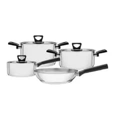 Jogo De Panelas Tramontina Brava Baquelite 4 Peças Aço Inox Com Fundo Triplo