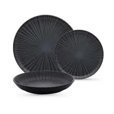 Aparelho De Jantar Oxford Flat Ônix 18 Peças Cerâmica Preto Fosco Moderno