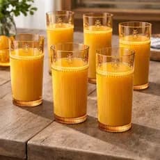Jogo De 6 Copos Âmbar Canelados Com Detalhe De Abelha 350Ml 15Cm L'hermitage