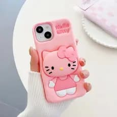 Capa Capinha Hello Ketty Com Popclip De Silicone Para iPhone 11, 12, 13, 14, 15 PRO PROMAX